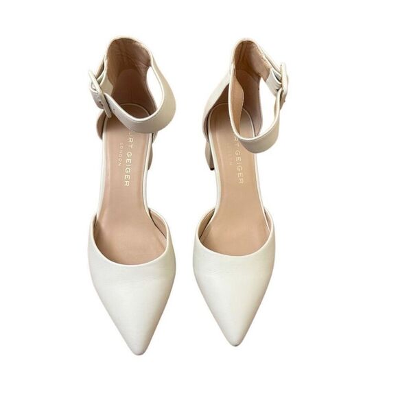 Kurt Geiger London Burlington Leather In Bone Block Heels Size 37.5 = US Size 7 - Picture 4 of 14